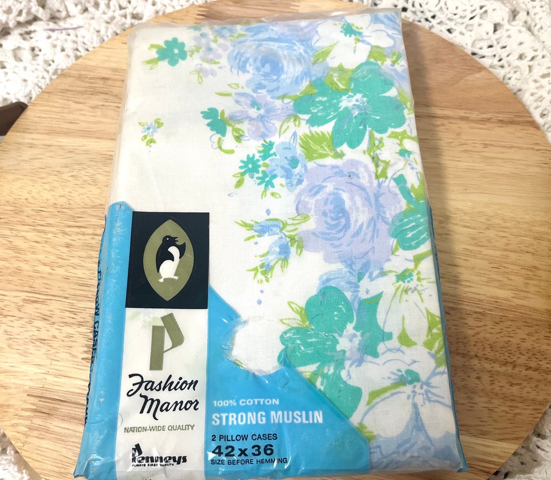 Vintage Pillowcases, New Old Stock, Penney's Fashion Manor, Set of 2
