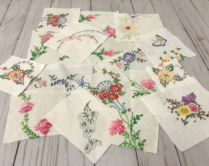 Vintage Embroidery Pieces Embroidery Supplies Vintage Linen Etsy