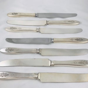Vintage, Bird of Paradise Knives, Set of 7, Community Plate Flatware, 1920&#39;s Art Deco Flatware, Silverplate Vintage Flatware