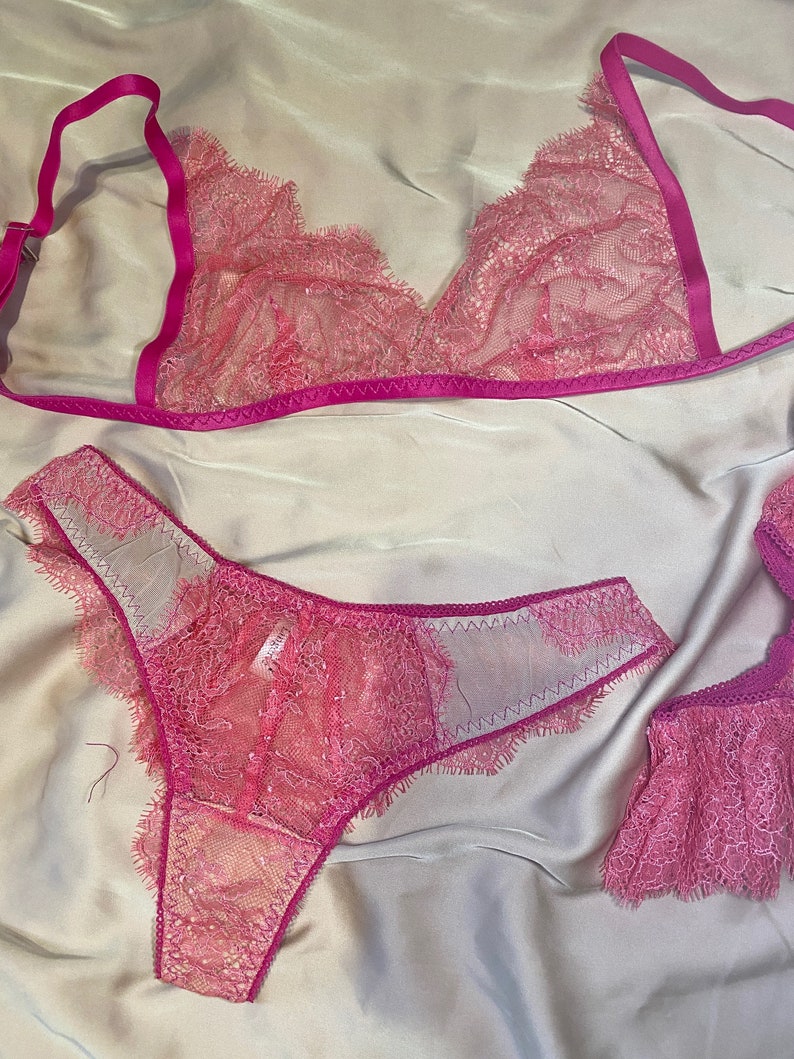 See through lace lingerie set wholesale / low waist panties / | Etsy