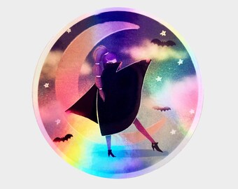 Holographic Bad Witch Sticker: Hand-Drawn Halloween sticker
