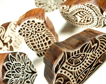 Hand-Carved Wooden Indian Stamp Blocks