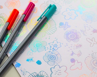 Bloc para colorear con garabatos metálicos iridiscentes de lámina caliente A4 - 30 hojas