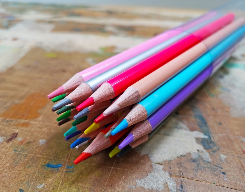 Pack of 24 Coloured Pencil Crayons Etsy