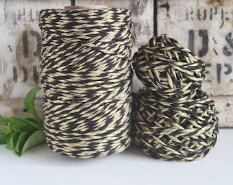 Black and Gold Shimmer Macrame Cord - Single Twist || 4mm