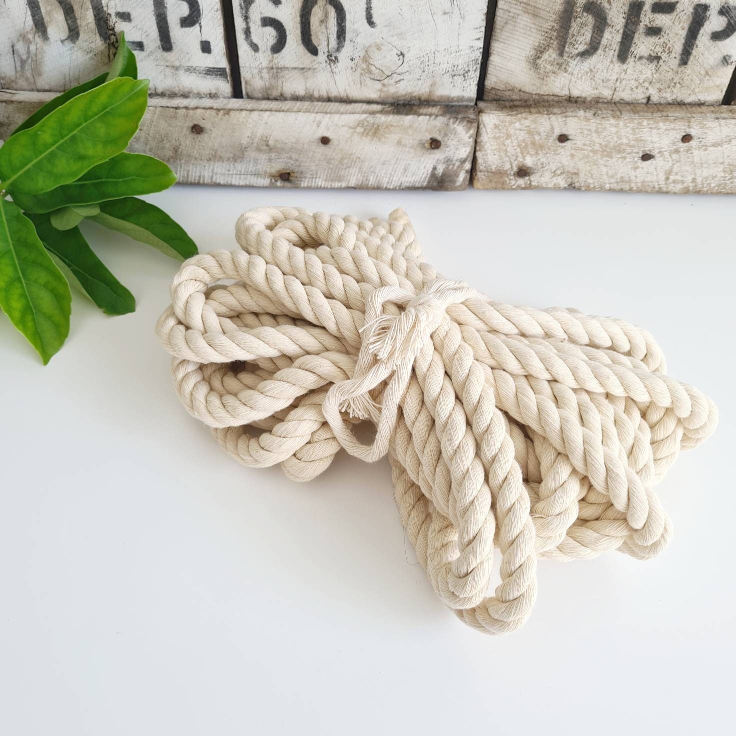 14mm Cotton Rope 10m Natural Cotton Rope 3 Strand Twisted Soft