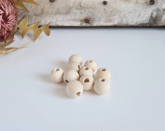 Raw, unfinished, wooden beads || 15mm || small hole