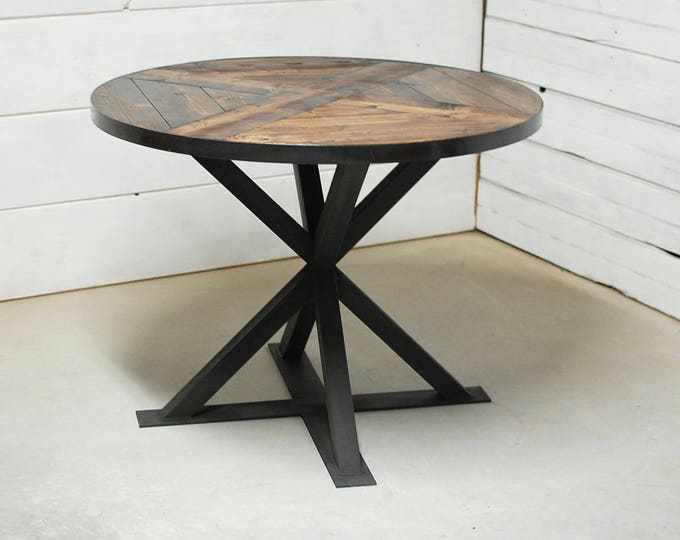Industrial Round Wood Dining Table Industrial Round Dining Etsy