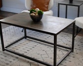 Patina Metal Coffee Table, End Table, Patina Side Table, Industrial Furniture, Table, Mid Century Modern Table, Zinc Table Top - FREE Ship