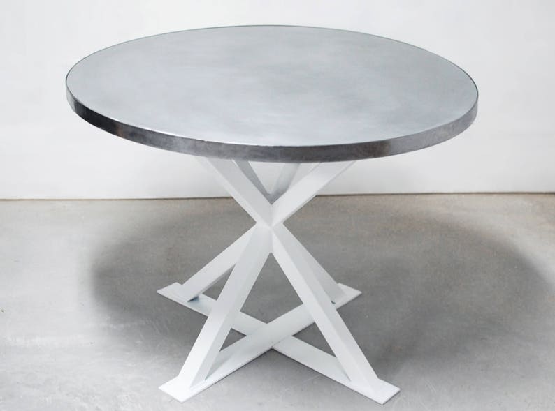 Round Zinc Dining Table Industrial Dining Table Zinc Table Etsy