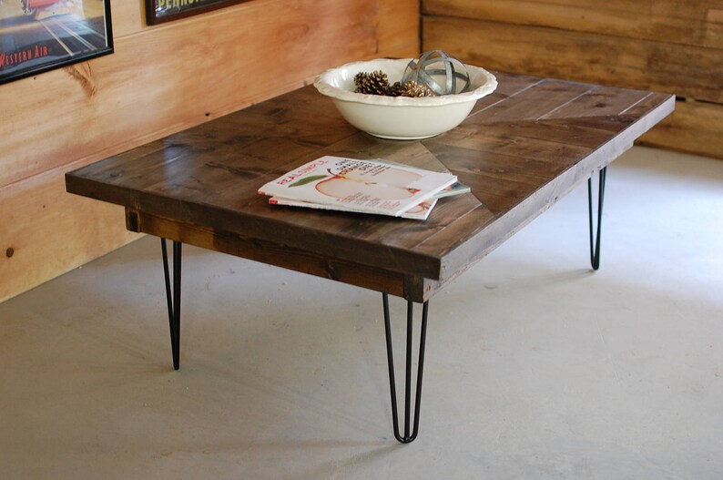 Mid Century Modern Coffee Table Hairpin Legs Industrial Etsy