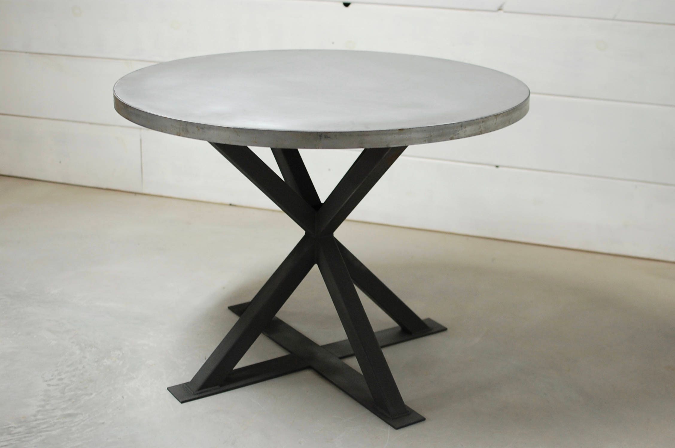 Round Zinc Dining Table Industrial Dining Table Zinc Table Etsy