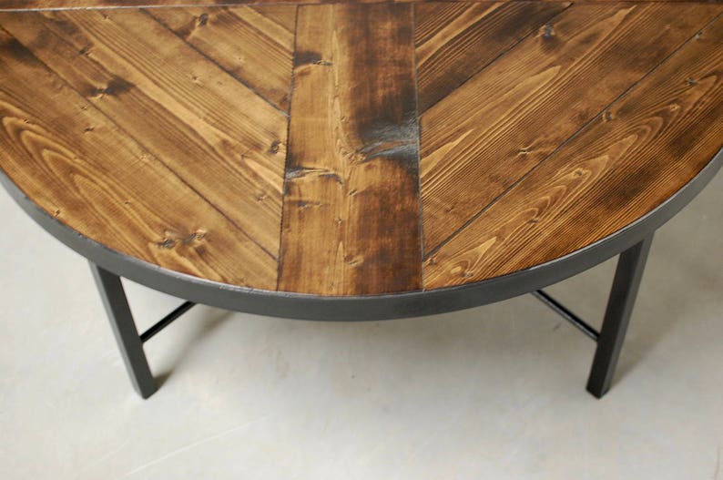 Round Industrial Coffee Table Farmhouse Table Wood Coffee Etsy