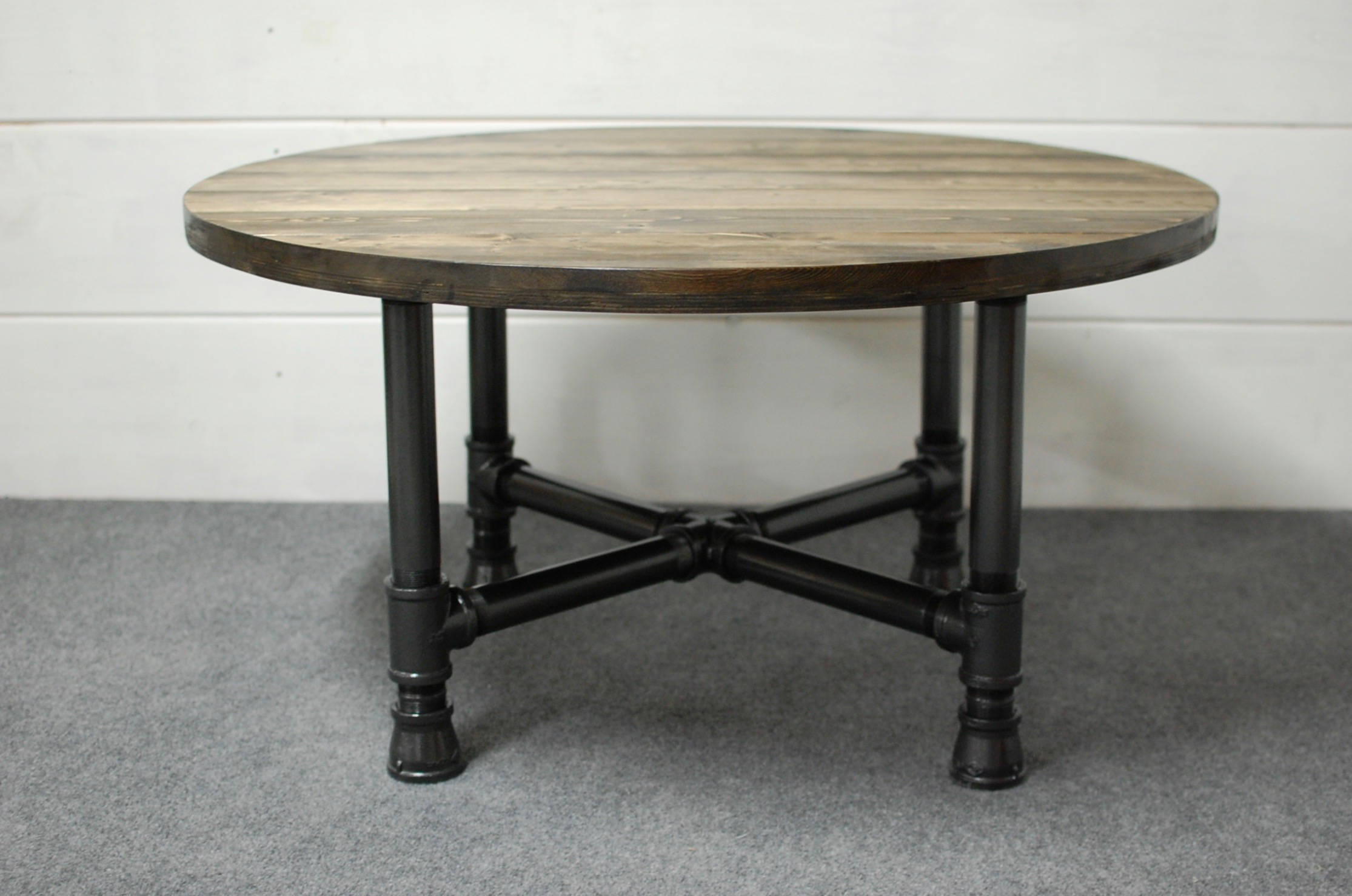 Round Coffee Table Wood Round Industrial Coffee Table