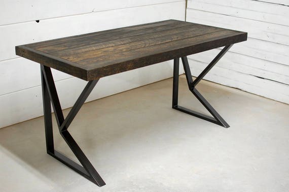 Wood Industrial Desk Rustic Wood Desk Industrial Furniture Etsy