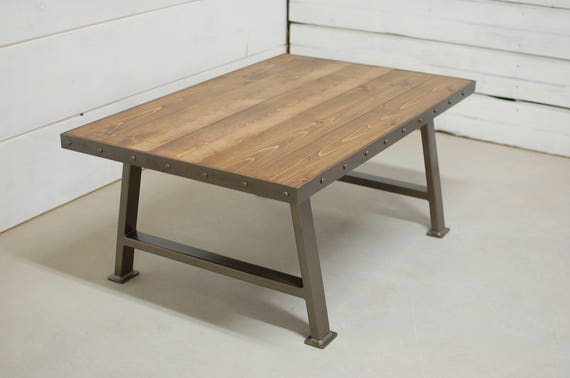 Industrial Wood Coffee Table Living Room Furniture Square Etsy