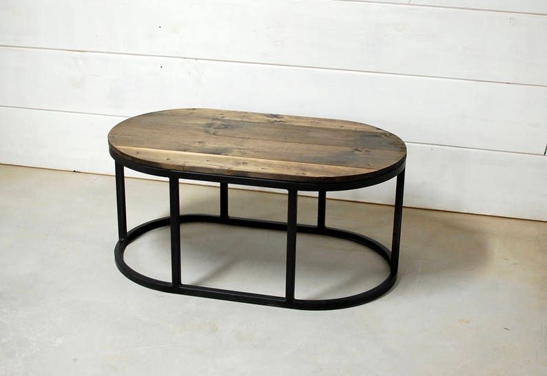 Oval Coffee Table Round Wood Table Reclaimed Wood Furniture Etsy