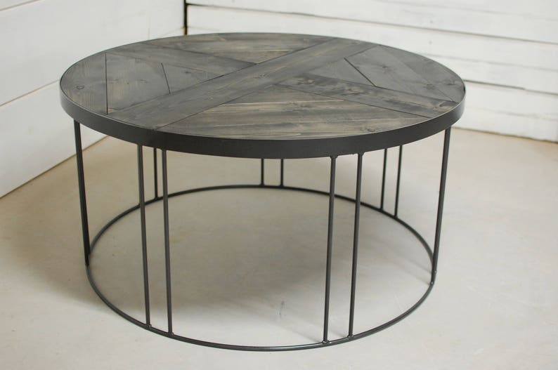 Round Wood Coffee Table Reclaimed Furniture Rustic Modern