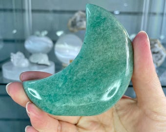 Amazonite Self Standing Moon | Green Blue Crystal Crescent Moon | Calming Communication Stone | Celestial Crystal Decor 5