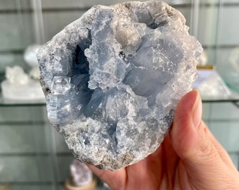 Natural Celestite Cluster | Blue Celestine Geode Crystal | Calming Meditation Stone, Home Decor 1