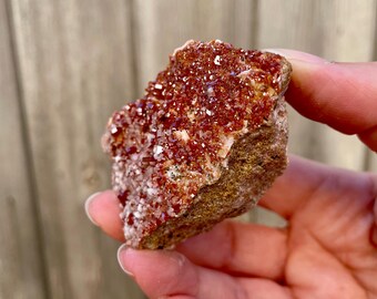 Red Vanadinite on Barite Crystal Specimen | Natural Mineral Display Chunk 2
