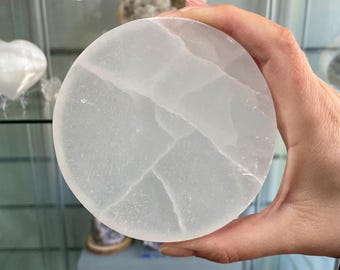 Selenite Charging Plate | Natural Crystal Cleansing Slab | Altar Decor (10cm x 2cm) 4