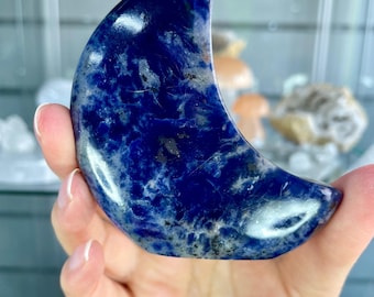 Sodalite Self Standing Moon | Blue Crescent Crystal | Intuition Clarity Stone | Celestial Decor 2