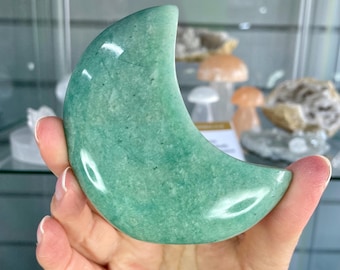 Amazonite Self Standing Moon | Green Blue Crystal Crescent Moon | Calming Communication Stone | Celestial Crystal Decor 2