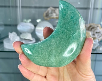 Amazonite Self Standing Moon | Green Blue Crystal Crescent Moon | Calming Communication Stone | Celestial Crystal Decor 6