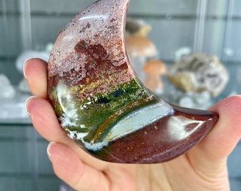 Unicorn Jasper Self Standing Moon | Multicolour Crescent Crystal Decor 4