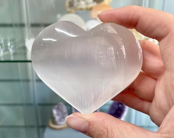 Polished Selenite Heart Crystal | Cleansing Healing Stone, Spiritual Decor 1