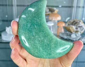 Amazonite Self Standing Moon | Green Blue Crystal Crescent Moon | Calming Communication Stone | Celestial Crystal Decor 4