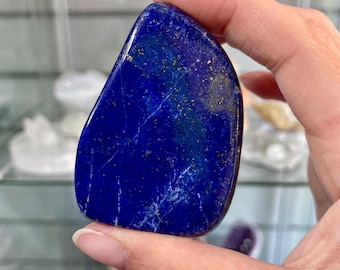 Polished Lapis Lazuli Freeform Crystal Decor | Deep Blue Stone Display Piece