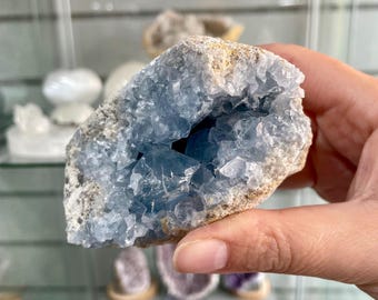 Natural Celestite Cluster | Blue Celestine Geode Crystal | Calming Meditation Stone, Home Decor 2