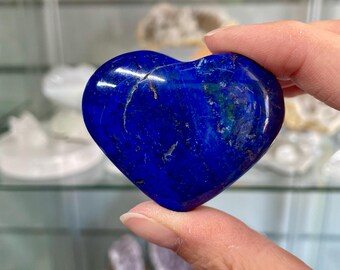 Polished Lapis Lazuli Heart Crystal | Deep Blue, Gold Flecks, Wisdom Stone