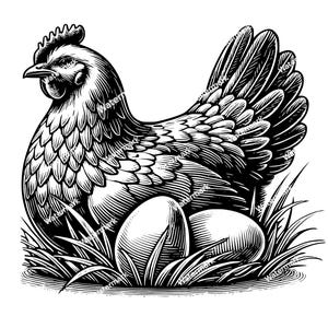 Chicken on grass with eggs PNG, SVG, DXF, Chicken cricut files, tshirt files
