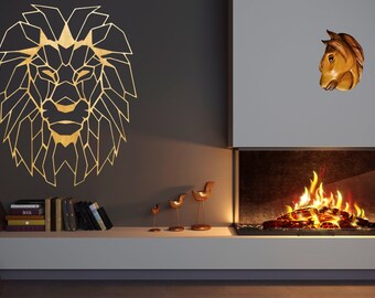 Lion Head Geometric Wall Decor,Nursery Wall Decor, Wooden wall art