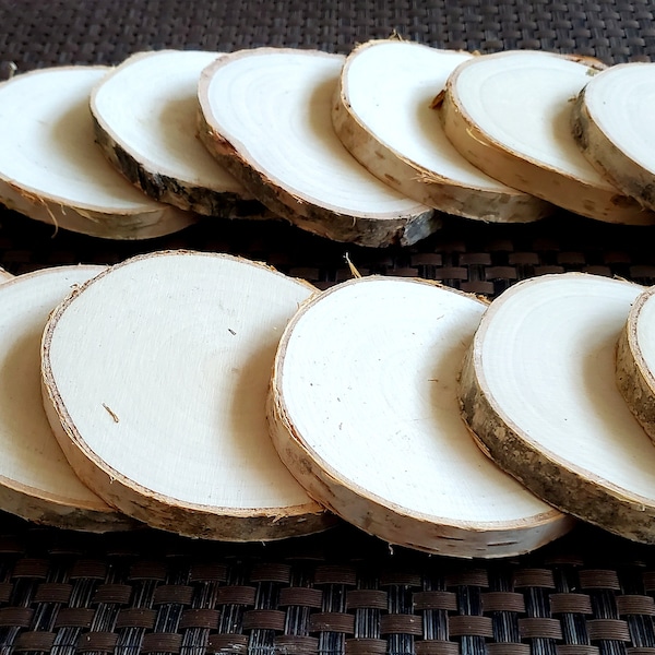 Wood Slices Discs, Plain wooden slices with bark (5-6cm), (8-9cm) and (9-10) diameter