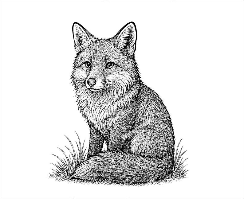 Fox Sitting PNG, SVG, DXF Files. Fox Files for Laser Engraving, Vector ...