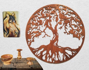 Tree of life Wooden wall hanging Wall art decor Living Room decor Wooden panel wall decor