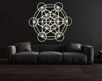 Decoración de pared del cubo de Metatron, arte mural de madera, geometría sagrada