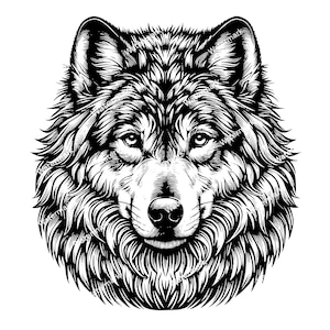 Wolf head PNG, SVG, DXF files. Wolf head files for laser engraving, Vector graphic files. Clip art.  Commercial use