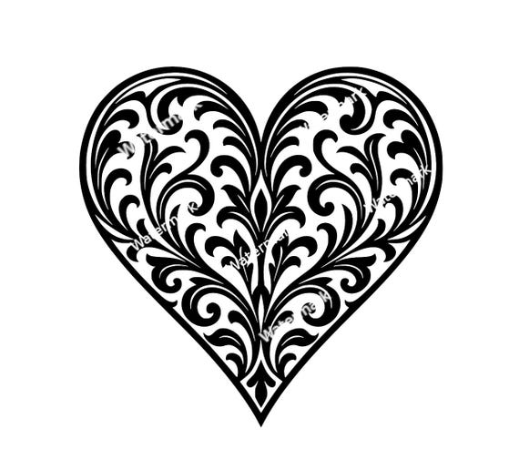 和洋裁材料 Asimetric Heart / GeazlaCutters Intricate, Symmetrical Heart-shaped Motif. Baroque-style Filigree