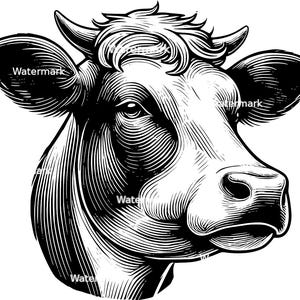 Cow head PNG, SVG, DXF files, cow head silhouette, cow files for laser engraving