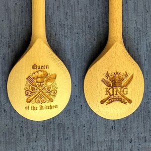 Queen of the kitchen wooden personalized spatula, spoon. Housewarming gift for cooking lover. Chef&#39;s unique gift. Engraved wooden spatula