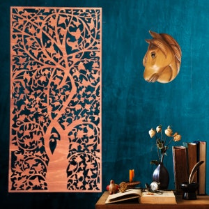 Curly mysterious tree wooden wall decor, wooden wall art