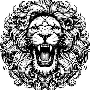 Leeuwenkop PNG-, SVG-, DXF-bestanden. Leeuwenbestanden voor lasergravure, vectorafbeeldingsbestanden. Illustraties.  Commercieel gebruik