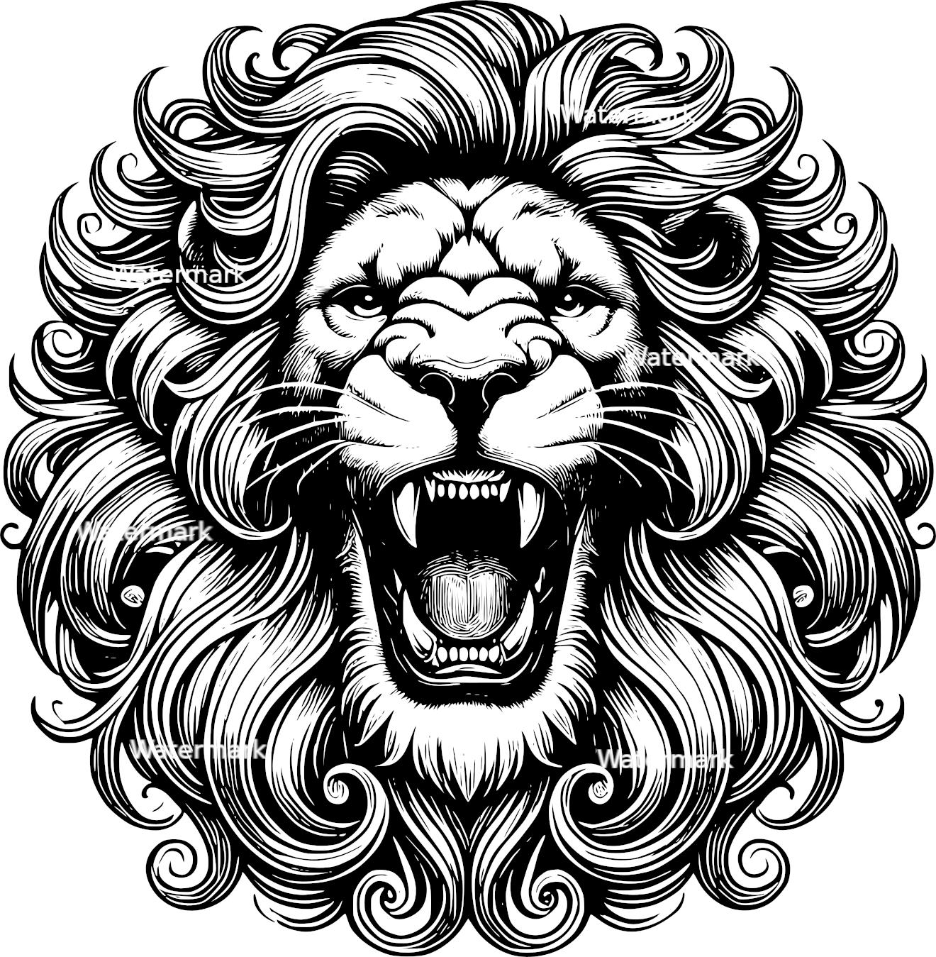Lion Head PNG, SVG, DXF Files. Lion Files for Laser Engraving