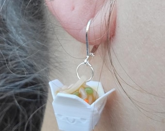 Chinese take-out date night dangle earrings