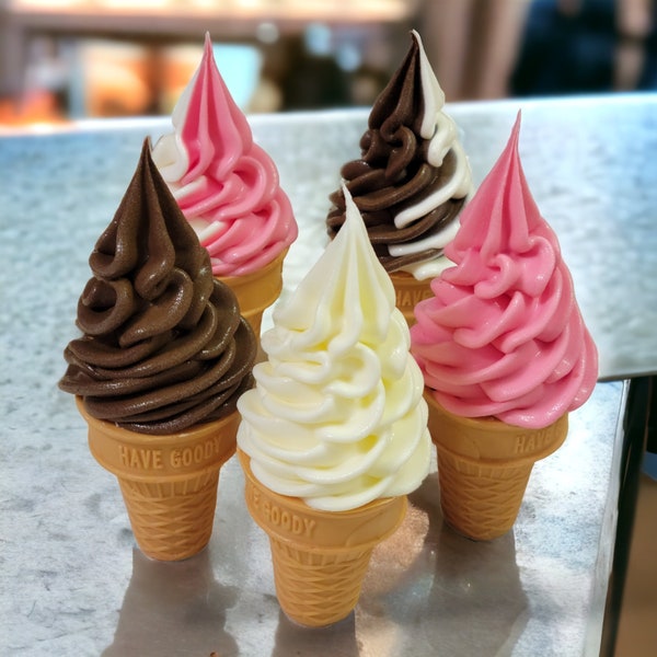 Zero calorie faux soft serve swirl ice cream cake cone